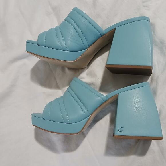 Circus NY by Sam Edelman 9.5 Marlie Platform Sandals Calypso Blue 3 3/4" Heel - Picture 10 of 14